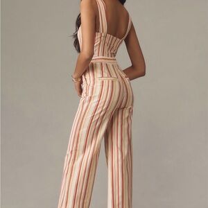 Anthropologie Maeve The Portside Jumpsuit in Red and Cream